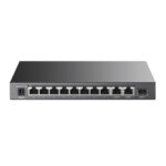 Switch TP-Link TL-SL1311P a 11 porte - Portata fino a 250 m via cavo - 8 porte RJ45 PoE+ da 100 Mbps - 2 porte RJ45 da 1 Gbps - SFP da 1 Gbps - Ripristino automatico - Plug and Play - Colore: nero - immagine 2