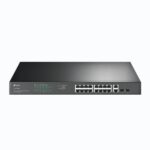Switch TP-Link TL-SG1218MP a 20 porte - Non gestito - 16 porte RJ45 PoE da 1 Gbps - 2 porte RJ45 da 1 Gbps - 2 porte SFP - Supporta QoS - 2 ventole interne - Plug and Play - Alloggiamento in metallo - Colore nero