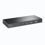 Switch TP-Link TL-SG1218MP a 20 porte - Non gestito - 16 porte RJ45 PoE da 1 Gbps - 2 porte RJ45 da 1 Gbps - 2 porte SFP - Supporta QoS - 2 ventole interne - Plug and Play - Alloggiamento in metallo - Colore nero - immagine 2