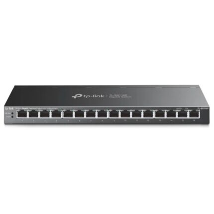 Switch TP-Link TL-SG116P a 16 porte - Non gestito - RJ45 PoE 1 Gbps - Capacità di commutazione fino a 32 Gbps - Ripristino automatico - Colore: nero
