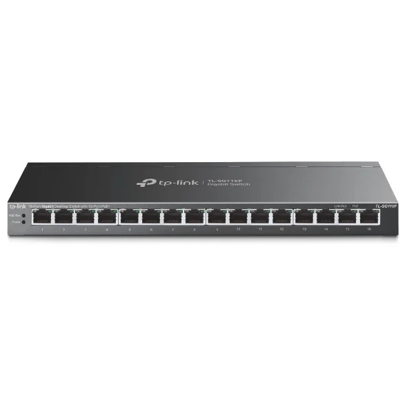Switch TP-Link TL-SG116P a 16 porte - Non gestito - RJ45 PoE 1 Gbps - Capacità di commutazione fino a 32 Gbps - Ripristino automatico - Colore: nero