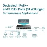 TP-Link TL-SG1006PP Switch a 6 porte RJ45 da 1 Gbps - Non gestito - 1x PoE++ - 3x PoE+ - Supporta QoS - Ripristino automatico - Velocità di commutazione fino a 12 Gbps - Colore: nero - immagine 5