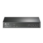 Switch TP-Link TL-SF1009P con 9 porte RJ45 da 100 Mbps - Non gestito - 8xPoE+ - Plug and Play - Ripristino automatico - Colore: nero