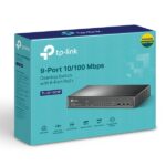 Switch TP-Link TL-SF1009P con 9 porte RJ45 da 100 Mbps - Non gestito - 8xPoE+ - Plug and Play - Ripristino automatico - Colore: nero - immagine 4