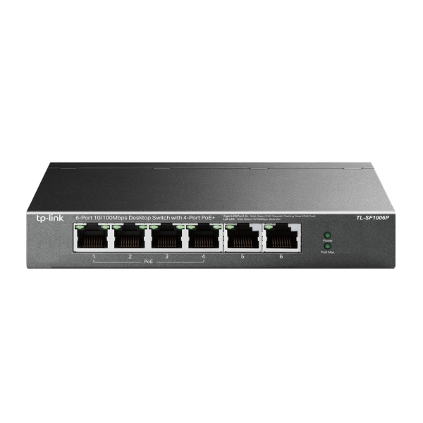 TP-Link TL-SF1006P Switch a 6 porte RJ45 da 100 Mbps - Non gestito - 4x PoE - Plug and Play - Autoapprendimento MAC - Colore: nero