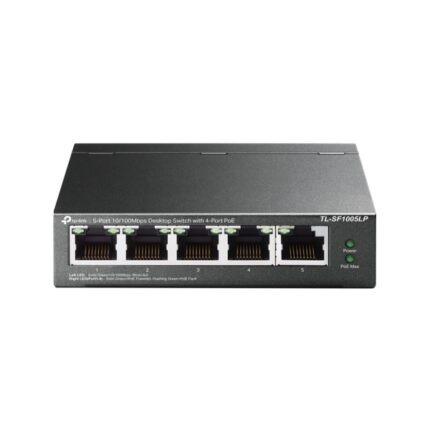 Switch TP-Link TL-SF1005LP a 5 porte - Non gestito - 4xRJ45 PoE 100 Mbps - 1xRJ45 100 Mbps - Plug and Play - Autoapprendimento MAC - Colore: nero