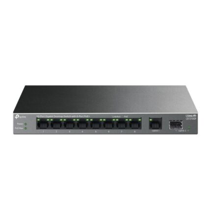 Switch TP-Link LS1210GP LiteWave a 10 porte - Non gestito - 8xRJ45 PoE+ 1 Gbps - 2xRJ45 1 Gbps - Capacità di commutazione fino a 20 Gbps - Colore: nero