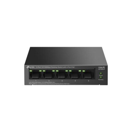 TP-Link LS105LP LiteWave Switch a 5 porte - Non gestito - 4xRJ45 PoE 100 Mbps - 1xRJ45 100 Mbps - Ripristino automatico - Colore: nero