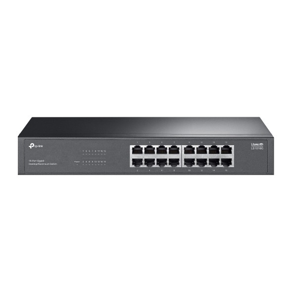 Switch TP-Link LS1016G a 16 porte - Non gestito - RJ45 1 Gbps - Plug and Play - Capacità di commutazione fino a 32 Gbps - Colore: nero