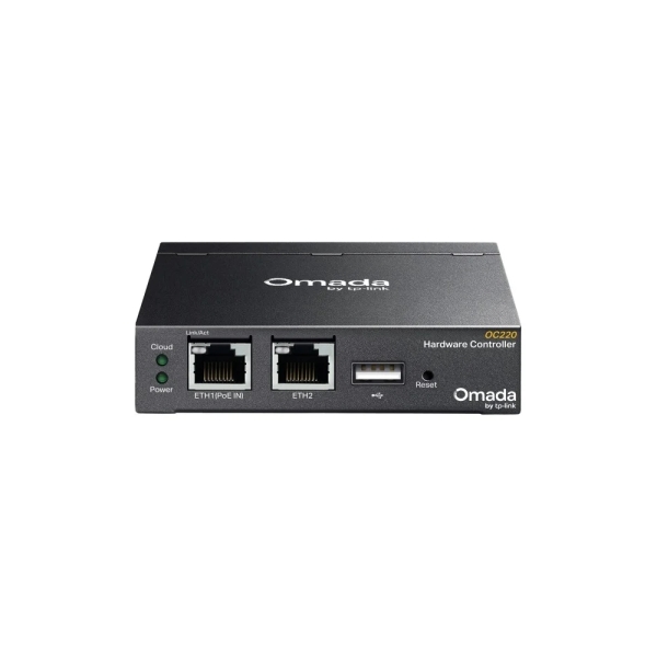 TP-Link Omada OC220 Controller di rete - Gestione remota con accesso gratuito al cloud - 2 porte Ethernet RJ45 da 1 Gbps - USB 2.0 - Micro-USB - Involucro in metallo - Colore: nero