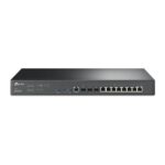 Router Gigabit TP-Link Omada ER8411 - 8 porte RJ45 - 3 porte SFP - 2 porte USB-A - VPN - Bilanciamento del carico - Alloggiamento in acciaio - 4 GB di RAM - Sistema NAT - Gestione centralizzata nel cloud - Colore: nero