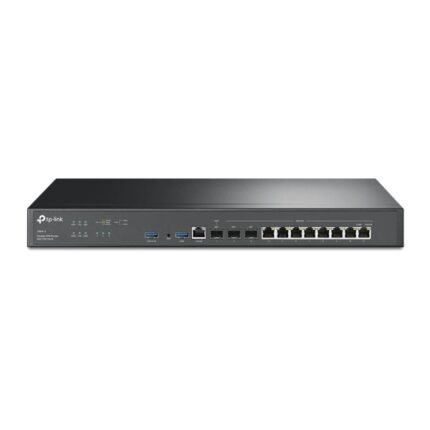 Router Gigabit TP-Link Omada ER8411 - 8 porte RJ45 - 3 porte SFP - 2 porte USB-A - VPN - Bilanciamento del carico - Alloggiamento in acciaio - 4 GB di RAM - Sistema NAT - Gestione centralizzata nel cloud - Colore: nero
