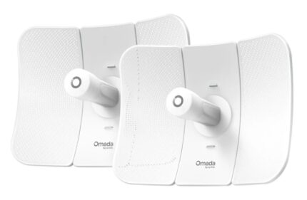 TP-Link Omada Beam Bridge 5 UR KIT Confezione da 2 antenne direzionali - Velocità fino a 1Gbps - Ponte wireless fino a 15km - IP65 - WiFi - Ethernet - Colore bianco