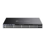Switch TP-Link Omada SG6654XHP a 54 porte - 4 ventole - 48 porte RJ45 PoE+ da 1 Gbps - 6 porte SFP+ da 10 Gbps - Supporta QoS - Doppia alimentazione - Velocità di commutazione fino a 216 Gbps - Colore: nero