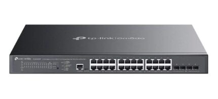 Switch TP-Link Omada SG3428XMPP a 28 porte - Gestito - 8xRJ45 PoE++ 1 Gbps - 16xRJ45 PoE+ 1 Gbps - 4xSFP 10 Gbps - Supporta QoS - Capacità di commutazione fino a 128 Gbps - Alloggiamento in metallo - Colore nero