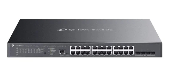 Switch TP-Link Omada SG3428XMPP a 28 porte - Gestito - 8xRJ45 PoE++ 1 Gbps - 16xRJ45 PoE+ 1 Gbps - 4xSFP 10 Gbps - Supporta QoS - Capacità di commutazione fino a 128 Gbps - Alloggiamento in metallo - Colore nero