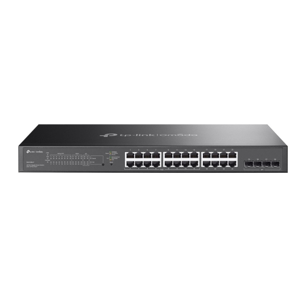Switch TP-Link Omada SG2428LP a 28 porte - Gestito - 8xRJ45 1 Gbps - 16xRJ45 PoE+ 1 Gbps - 4xSFP - Supporta QoS - Capacità di commutazione fino a 56 Gbps - Alloggiamento in metallo - Colore nero