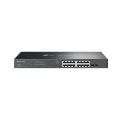 Switch TP-Link Omada SG2218P a 18 porte - Controllo del traffico - 16xRJ45 PoE+ 1 Gbps - 2xSFP 1 Gbps - Capacità di commutazione 36 Gbps - Supporta QoS - Sicurezza avanzata - Alloggiamento in metallo - Colore nero