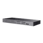 Switch TP-Link Omada SG2218P a 18 porte - Controllo del traffico - 16xRJ45 PoE+ 1 Gbps - 2xSFP 1 Gbps - Capacità di commutazione 36 Gbps - Supporta QoS - Sicurezza avanzata - Alloggiamento in metallo - Colore nero - immagine 3