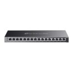 Switch TP-Link Omada SG2016P a 16 porte - Negoziazione automatica - 8xRJ45 1 Gbps - 8xRJ45 PoE+ 1 Gbps - Capacità di commutazione fino a 32 Gbps - Supporta QoS - Alloggiamento in metallo - Colore nero