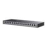 Switch TP-Link Omada SG2016P a 16 porte - Negoziazione automatica - 8xRJ45 1 Gbps - 8xRJ45 PoE+ 1 Gbps - Capacità di commutazione fino a 32 Gbps - Supporta QoS - Alloggiamento in metallo - Colore nero - immagine 3