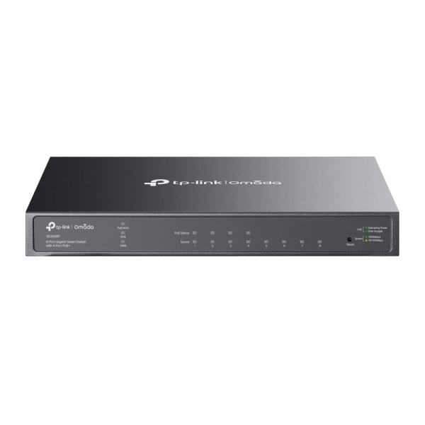 Switch TP-Link Omada SG2008P a 8 porte RJ45 da 1 Gbps - Negoziazione automatica - 4xPoE+ - Funzionalità e sicurezza avanzate - Supporta QoS - Commutazione 16 Gbps - Alloggiamento in metallo - Colore nero