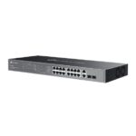 Switch TP-Link Omada ES220GMP a 20 porte - Negoziazione automatica - 16xRJ45 PoE+ 1 Gbps - 2xRJ45 1 Gbps - 2xSFP - Supporta QoS - 2 ventole interne - Involucro in metallo - Colore nero - immagine 3