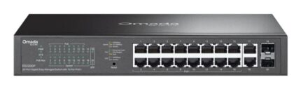Switch TP-Link Omada ES220GP a 20 porte - Gestito - 18xRJ45 PoE+ 1 Gbps - 2xSFP 1 Gbps - Supporta QoS - Capacità di commutazione fino a 40 Gbps - Alloggiamento in metallo - Colore nero