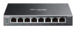 Switch TP-Link Omada ES208GP a 8 porte RJ45 PoE+ da 1 Gbps - Gestito - Capacità di commutazione fino a 16 Gbps - Supporta QoS - Involucro in metallo - Colore: nero