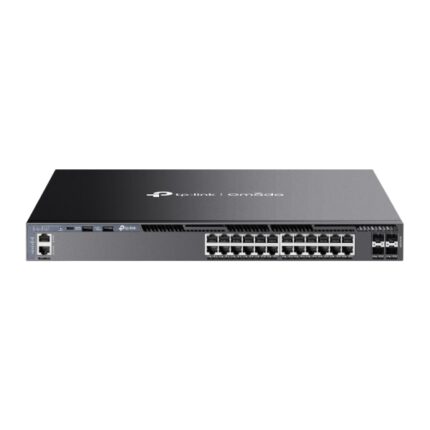 Switch TP-Link Omada SG6428X a 28 porte - Gestito - 24xRJ45 1 Gbps - 4xSFP 10 Gbps - Supporta QoS - Doppia alimentazione - Capacità di commutazione fino a 128 Gbps - Colore: nero