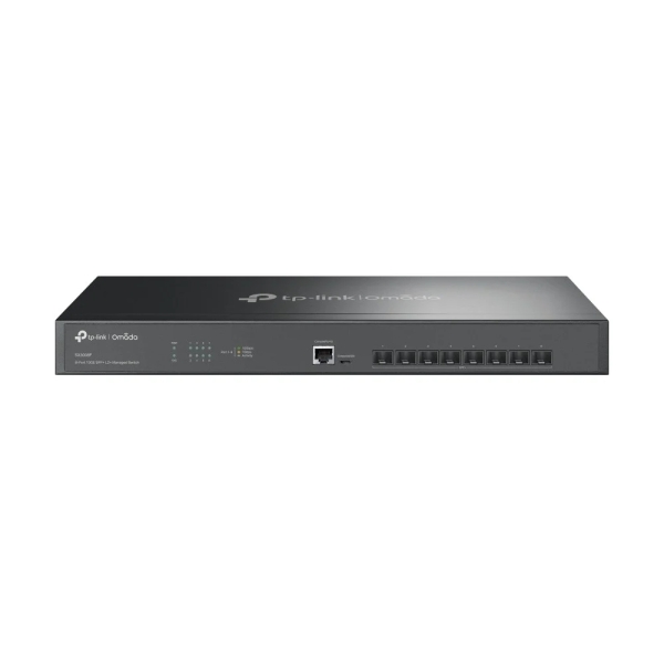 Switch TP-Link Omada SX3008F a 8 porte SFP+ - Gestito - Supporta QoS - Velocità di commutazione fino a 160 Gbps - Alloggiamento in metallo - Colore: nero