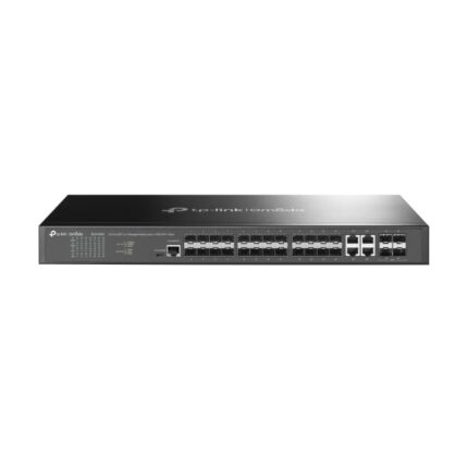 Switch TP-Link Omada SG3428XF a 28 porte - Gestito - 20xSFP - 4xRJ45/SFP combo - 4xSFP+ 10 Gbps - Supporta QoS - Doppia alimentazione - Velocità di commutazione fino a 128 Gbps - Colore: nero