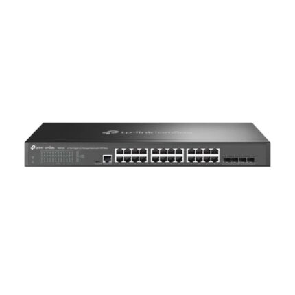Switch TP-Link Omada SG3428 a 28 porte - Gestito - 24xRJ45 1 Gbps - 4xSFP - Supporta QoS - Capacità di commutazione fino a 56 Gbps - Alloggiamento in metallo - Colore: nero