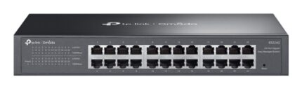 Switch TP-Link Omada ES224G a 24 porte RJ45 da 1 Gbps - Negoziazione automatica - Plug and Play - Supporta QoS - Capacità di commutazione fino a 48 Gbps - Colore: nero