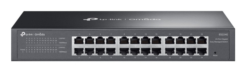 Switch TP-Link Omada ES224G a 24 porte RJ45 da 1 Gbps - Negoziazione automatica - Plug and Play - Supporta QoS - Capacità di commutazione fino a 48 Gbps - Colore: nero