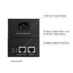 TP-Link Omada POE370S Iniezione PoE - 60 W - Velocità fino a 10 Gbps - Rilevamento automatico - 2 porte Ethernet RJ45 - Plug and Play - Involucro in metallo - Colore: nero - immagine 3