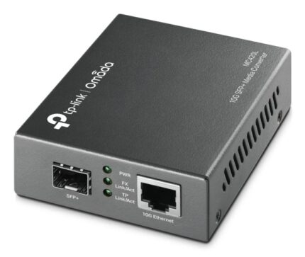 TP-Link Omada MC420L Convertitore da fibra ottica a RJ45 - Velocità fino a 10 Gbps - Negoziazione automatica - Colore grigio scuro