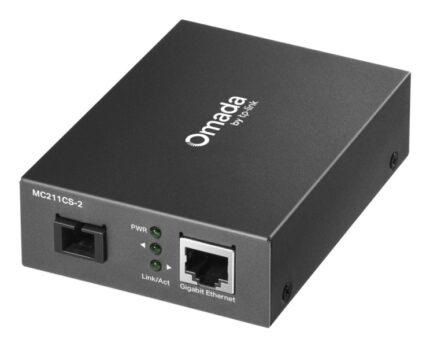 TP-Link Omada MC211CS-2 Convertitore da fibra ottica a RJ45 - Fibra ottica fino a 2 km - Velocità fino a 1 Gbps - Ethernet - Tecnologia WDM - Colore grigio scuro
