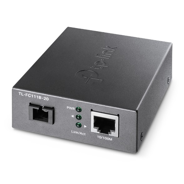 TP-Link Omada FC111B-20 Convertitore da fibra a RJ45 - Fibra fino a 20 km - Velocità fino a 100 Mbps - Auto-negoziazione - Ethernet - Tecnologia WDM - Colore grigio scuro