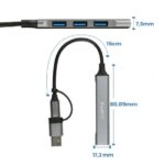 Hub Ewent EW1154 a 4 porte - 4x USB-A 3.2 Gen1 fino a 5 Gbps - Colore grigio - immagine 2