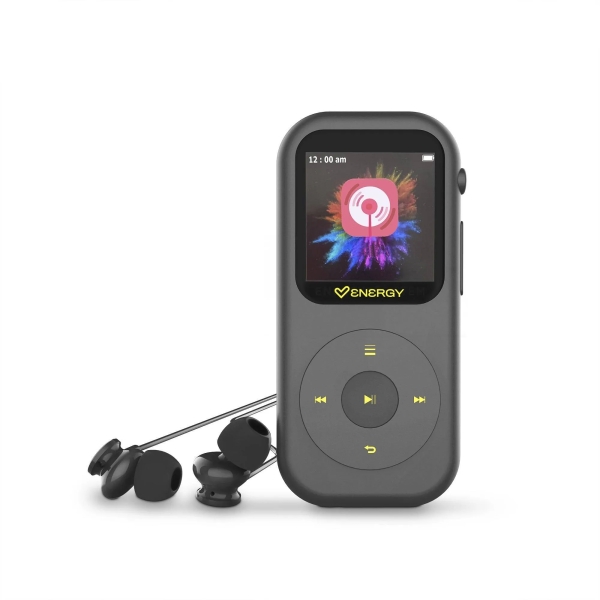Lettore MP4 portatile Energy Sistem - 16 GB - Bluetooth 5.3 - Schermo LCD IPS - Pulsanti a sfioramento - Radio FM - Registratore vocale con microfono integrato - Lettore MicroSD fino a 128 GB - Colore grigio