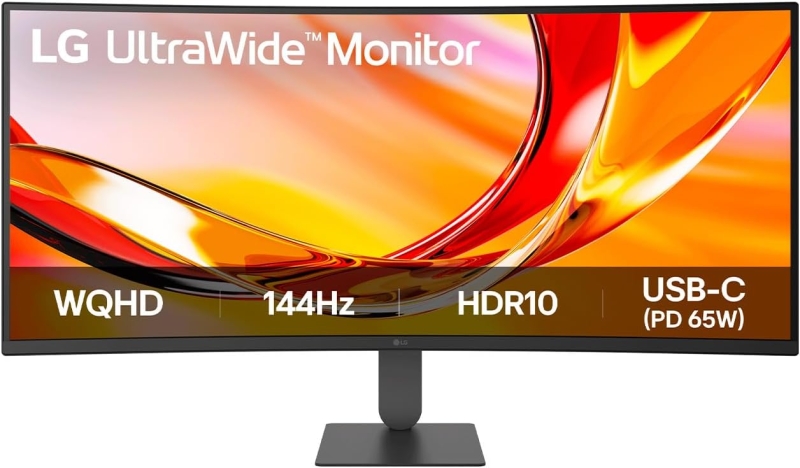 Monitor LG Ultrawide 34" curvo 1800R VA QHD 144Hz HDR10 AMD FreeSync Premium - Risposta 5ms - 21:9 - Regolabile in altezza