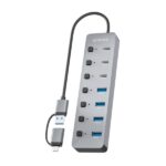 Hub USB 3.1 Gen1 USB-A/USB-C di Aisens - 4xUSB-A e 4xUSB-C - Pulsanti di accensione/spegnimento su ogni porta - 30 cm - Colore grigio - immagine 3