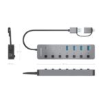 Hub USB 3.1 Gen1 USB-A/USB-C di Aisens - 4xUSB-A e 4xUSB-C - Pulsanti di accensione/spegnimento su ogni porta - 30 cm - Colore grigio - immagine 4