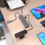 Hub USB 3.1 Gen1 USB-A/USB-C di Aisens - 4xUSB-A e 4xUSB-C - Pulsanti di accensione/spegnimento su ogni porta - 30 cm - Colore grigio - immagine 5