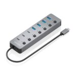 Aisens Hub USB-C 3.2 Gen2 10G - 4xUSB-A - 3xUSB-C - 1xUSB-C PD3.0 100W - Pulsanti di accensione/spegnimento su ogni porta - 30cm - Colore grigio