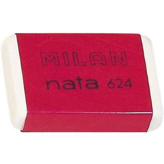 Milan Nata 624 Gomma da cancellare rettangolare - Plastica - Morbida - Non abrasiva - Colore bianco