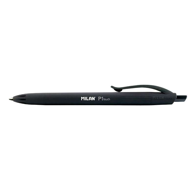 Milan P1 Touch Penna a sfera retrattile - Punta rotonda 1 mm - Inchiostro a base di olio - Scrittura fluida - 1.200 m di scrittura - Colore nero