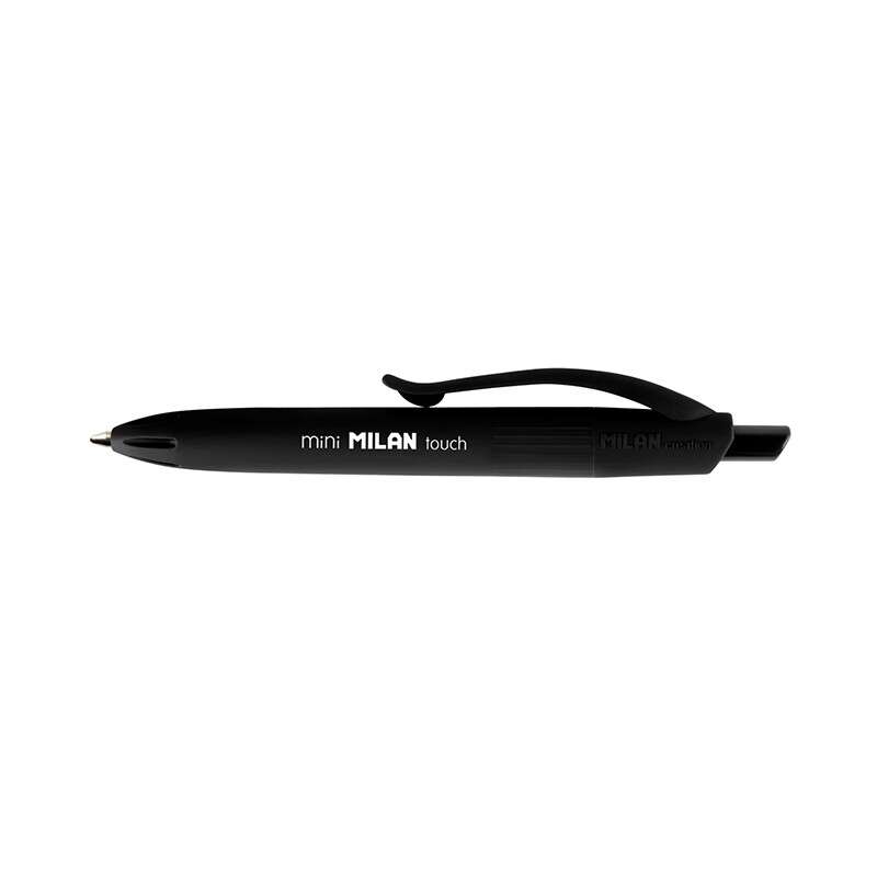 Milan P1 Touch Mini Penna a sfera retrattile - Punta rotonda 1 mm - Inchiostro a base di olio - Scrittura fluida - Colore nero