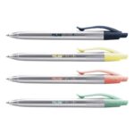 Milan P1 Silver Espositore da 20 penne a sfera retrattili - Punta tonda da 1 mm - Corpo argentato con clip in vari colori - Inchiostro blu